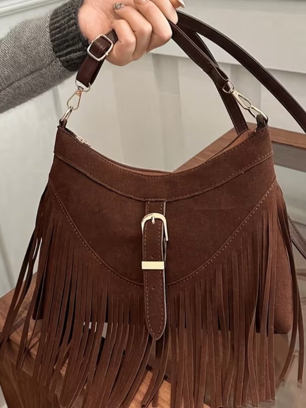 Crossbody Bag with Tassel Shoulder Strap
